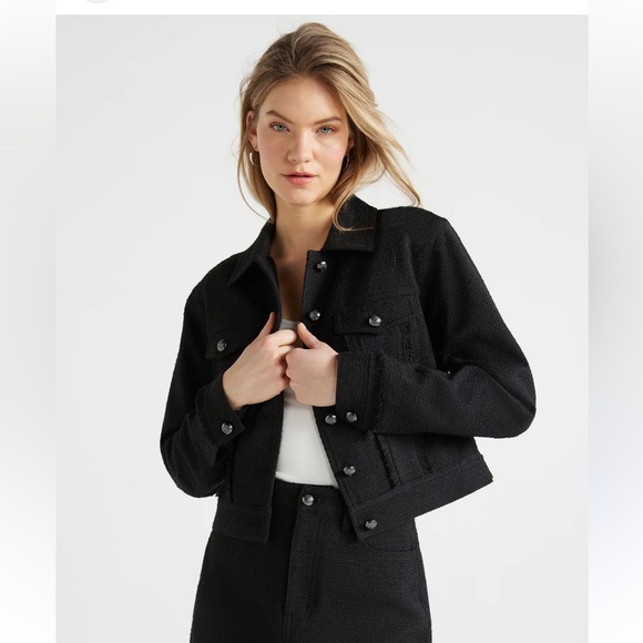 Scoop Women’s textured crop jacket black - Picture 1 of 9